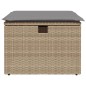 vidaXL Taburete de jardín con cojín ratán sintético beige 55x55x37cm vidaXL Taburete de jardín con cojín ratán sintético beige 55x55x37cm