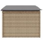 vidaXL Taburete de jardín con cojín ratán sintético beige 55x55x37cm vidaXL Taburete de jardín con cojín ratán sintético beige 55x55x37cm
