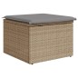 vidaXL Taburete de jardín con cojín ratán sintético beige 55x55x37cm vidaXL Taburete de jardín con cojín ratán sintético beige 55x55x37cm