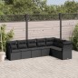 vidaXL Set de comedor de jardín 7 pzas y cojines ratán sintético negro vidaXL Set de comedor de jardín 7 pzas y cojines ratán sintético negro