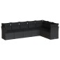 vidaXL Set de comedor de jardín 7 pzas y cojines ratán sintético negro vidaXL Set de comedor de jardín 7 pzas y cojines ratán sintético negro