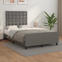 vidaXL Estructura de cama con cabecero cuero sintético gris 120x200cm
