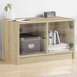 vidaXL Mueble de TV con puertas de vidrio roble Sonoma 68x37x42 cm