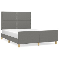 vidaXL Estructura de cama con cabecero de tela gris oscuro 140x190 cm