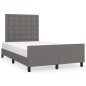vidaXL Estructura de cama con cabecero cuero sintético gris 120x200cm vidaXL Estructura de cama con cabecero cuero sintético gris 120x200cm
