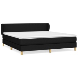 vidaXL Cama box spring con colchón tela negro 180x200 cm