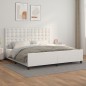 vidaXL Estructura de cama cabecero cuero sintético blanco 200x200 cm