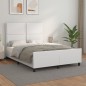 vidaXL Estructura de cama cabecero cuero sintético blanco 140x200 cm
