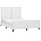 vidaXL Estructura de cama cabecero cuero sintético blanco 140x200 cm