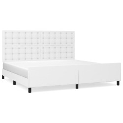 vidaXL Estructura de cama cabecero cuero sintético blanco 200x200 cm
