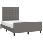 vidaXL Estructura de cama con cabecero cuero sintético gris 120x200cm vidaXL Estructura de cama con cabecero cuero sintético gris 120x200cm