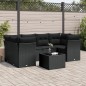 vidaXL Set de comedor de jardín 7 pzas y cojines ratán sintético negro vidaXL Set de comedor de jardín 7 pzas y cojines ratán sintético negro