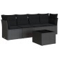vidaXL Set de muebles de jardín 5 pzas y cojines ratán sintético negro vidaXL Set de muebles de jardín 5 pzas y cojines ratán sintético negro