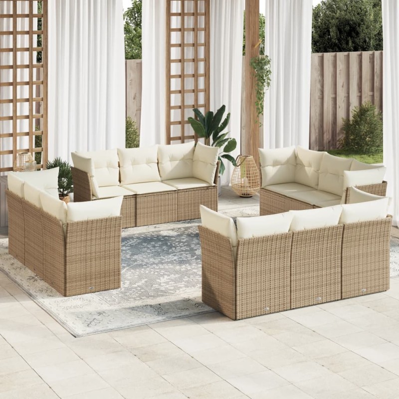 vidaXL Set de sofás de jardín 12 pzas y cojines ratán sintético marrón vidaXL Set de sofás de jardín 12 pzas y cojines ratán sintético marrón