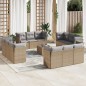 vidaXL Set sofás de jardín con cojines 13 pzas ratán sintético beige