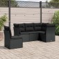 vidaXL Set de muebles de jardín 5 pzas y cojines ratán sintético negro vidaXL Set de muebles de jardín 5 pzas y cojines ratán sintético negro