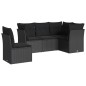 vidaXL Set de muebles de jardín 5 pzas y cojines ratán sintético negro vidaXL Set de muebles de jardín 5 pzas y cojines ratán sintético negro