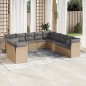 vidaXL Set de sofás de jardín 11pzas con cojines ratán sintético beige vidaXL Set de sofás de jardín 11pzas con cojines ratán sintético beige