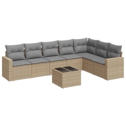 vidaXL Juego de sofás de jardín con cojines beige 8 pzas ratán PE