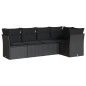 vidaXL Set de muebles de jardín 5 pzas y cojines ratán sintético negro vidaXL Set de muebles de jardín 5 pzas y cojines ratán sintético negro