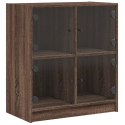 vidaXL Armario auxiliar puertas de vidrio marrón roble 68x37x75,5 cm