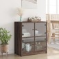vidaXL Armario auxiliar puertas de vidrio marrón roble 68x37x75,5 cm