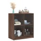 vidaXL Armario auxiliar puertas de vidrio marrón roble 68x37x75,5 cm