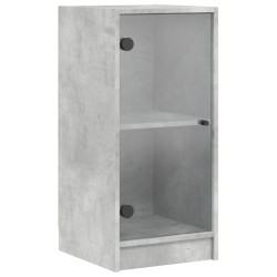 vidaXL Armario auxiliar puertas de vidrio gris hormigón 35x37x75,5 cm