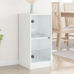 vidaXL Armario auxiliar con puertas de vidrio blanco 35x37x75,5 cm