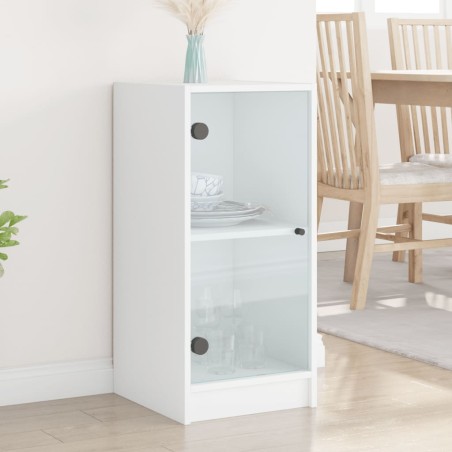 vidaXL Armario auxiliar con puertas de vidrio blanco 35x37x75,5 cm