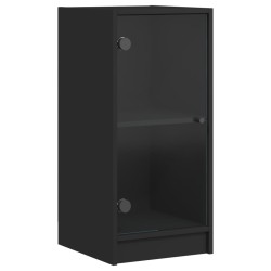 vidaXL Armario auxiliar con puertas de vidrio negro 35x37x75,5 cm