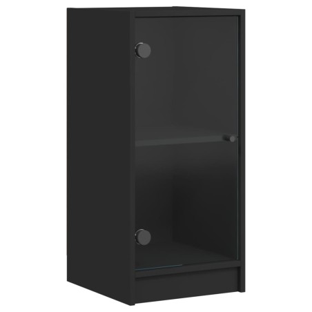 vidaXL Armario auxiliar con puertas de vidrio negro 35x37x75,5 cm