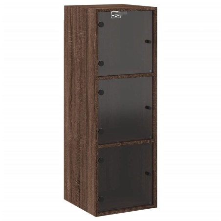 vidaXL Mueble de pared puertas de vidrio marrón roble 35x37x100 cm