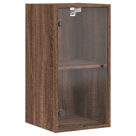 vidaXL Mueble de pared puertas de vidrio marrón roble 35x37x68,5 cm