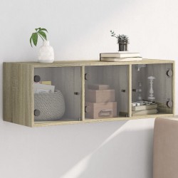 vidaXL Mueble de pared puertas de vidrio roble Sonoma 102x37x35 cm