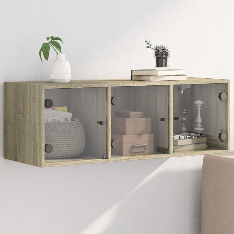 vidaXL Mueble de pared puertas de vidrio roble Sonoma 102x37x35 cm