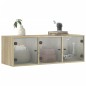 vidaXL Mueble de pared puertas de vidrio roble Sonoma 102x37x35 cm