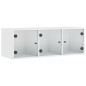 vidaXL Mueble de pared con puertas de vidrio blanco 102x37x35 cm vidaXL Mueble de pared con puertas de vidrio blanco 102x37x35 cm