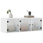 vidaXL Mueble de pared con puertas de vidrio blanco 102x37x35 cm vidaXL Mueble de pared con puertas de vidrio blanco 102x37x35 cm
