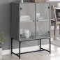 vidaXL Armario auxiliar puertas de vidrio gris Sonoma 69x37x100 cm vidaXL Armario auxiliar puertas de vidrio gris Sonoma 69x37x100 cm