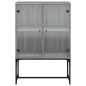 vidaXL Armario auxiliar puertas de vidrio gris Sonoma 69x37x100 cm vidaXL Armario auxiliar puertas de vidrio gris Sonoma 69x37x100 cm