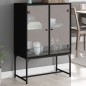 vidaXL Armario auxiliar con puertas de vidrio negro 69x37x100 cm