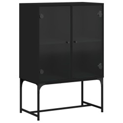 vidaXL Armario auxiliar con puertas de vidrio negro 69x37x100 cm