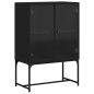 vidaXL Armario auxiliar con puertas de vidrio negro 69x37x100 cm