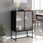 vidaXL Armario auxiliar con puertas de vidrio negro 69x37x100 cm
