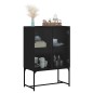 vidaXL Armario auxiliar con puertas de vidrio negro 69x37x100 cm
