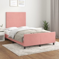 vidaXL Estructura de cama con cabecero de terciopelo rosa 120x200 cm