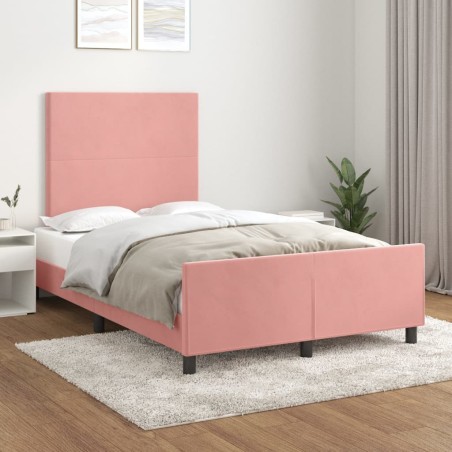vidaXL Estructura de cama con cabecero de terciopelo rosa 120x200 cm
