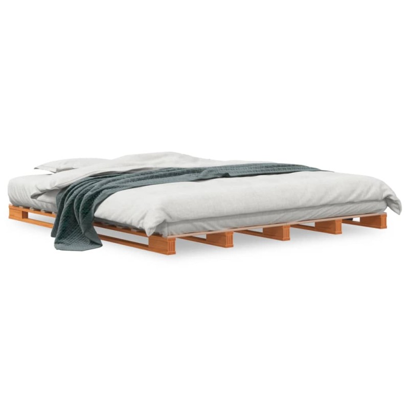 vidaXL Cama de palets madera maciza de pino marrón cera 180x200 cm vidaXL Cama de palets madera maciza de pino marrón cera 180x200 cm