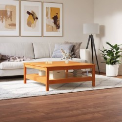 vidaXL Mesa de centro madera maciza de pino marrón cera 100x100x40 cm
